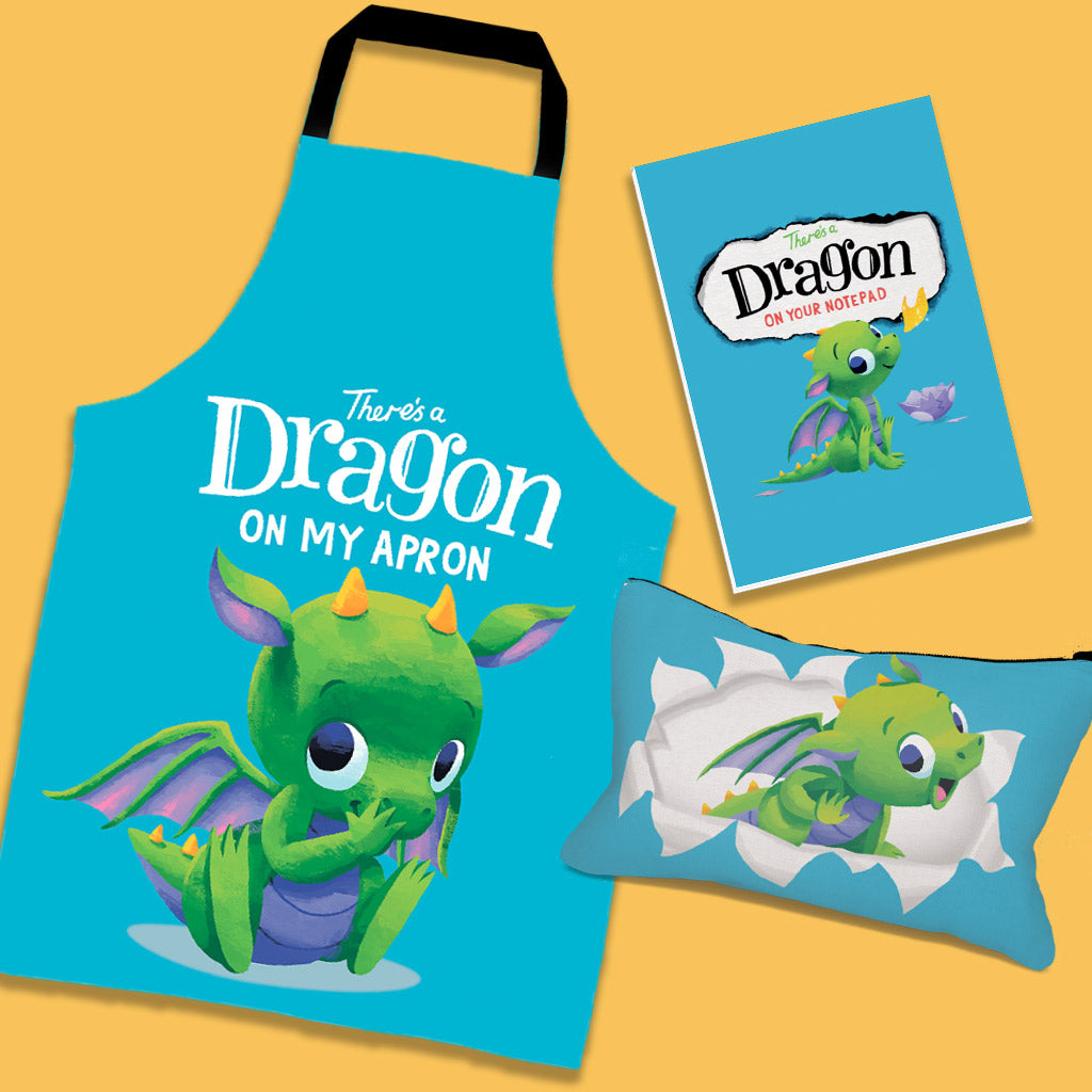 Dragon Apron + Notebook + Pencil Case Bundle