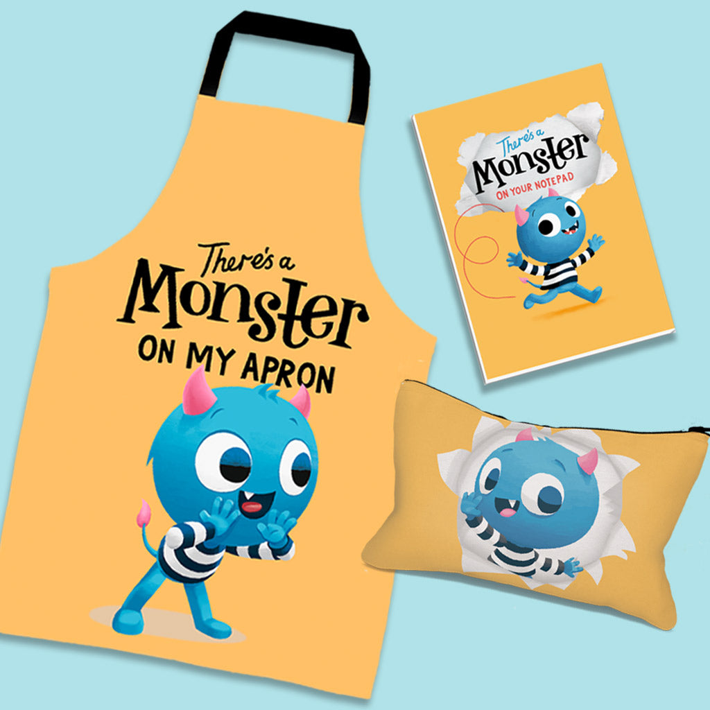 Monster Apron + Notebook + Pencil Case Bundle