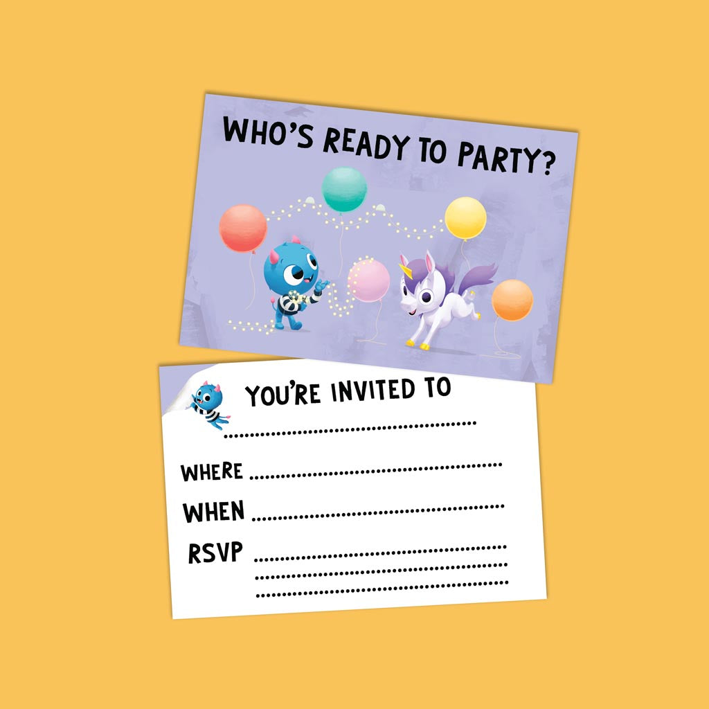 Who's Ready to Party? - Purple Party Invitations Pack of 8