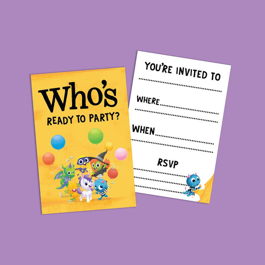 Who's Ready to Party? - Yellow Party Invitations Pack of 8