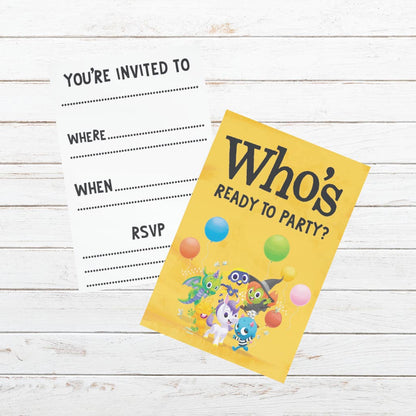 Who's Ready to Party? - Yellow Party Invitations Pack of 8
