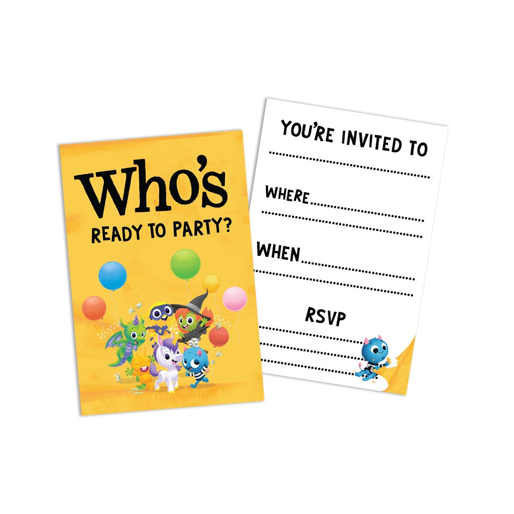 Who's Ready to Party? - Yellow Party Invitations Pack of 8