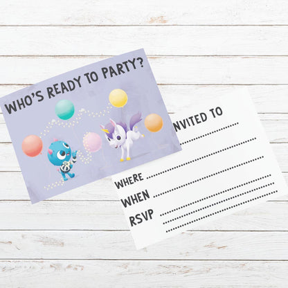 Who's Ready to Party? - Purple Party Invitations Pack of 8
