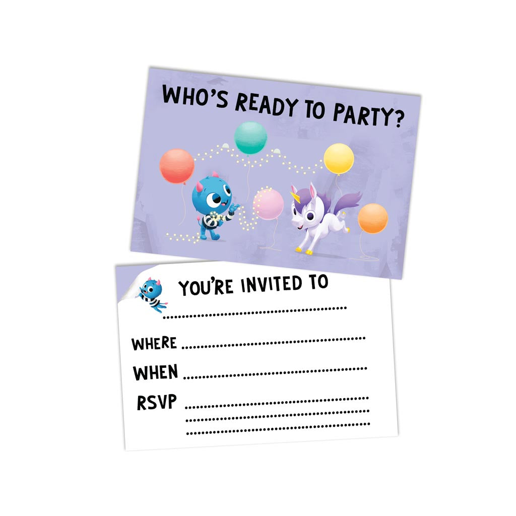 Who's Ready to Party? - Purple Party Invitations Pack of 8