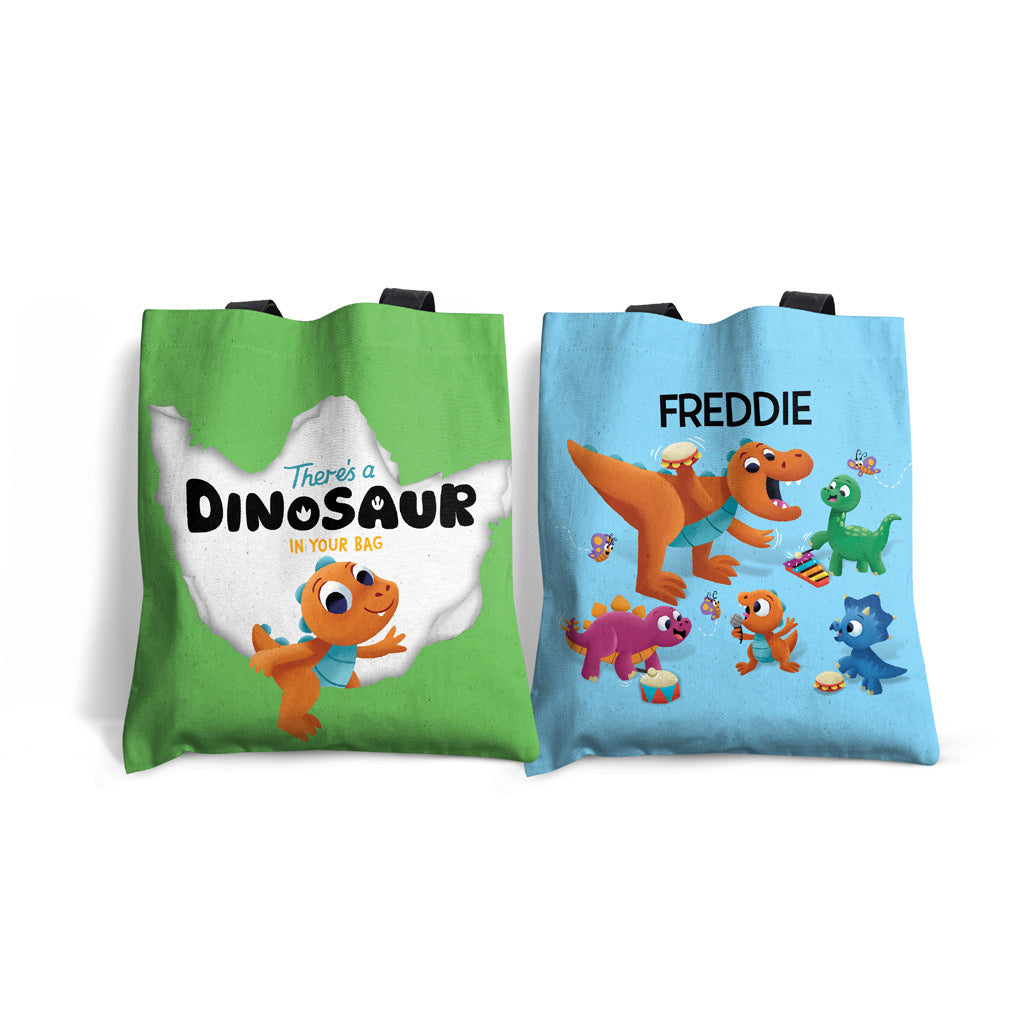 There's a Dinosaur on Your Personalised Tote Bag